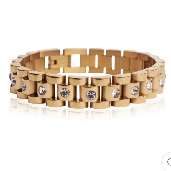 Aesthetic Slake Link Crystal 18K Gold Stainless Steel Waterproof  Bracelet - Picture 11 of 12